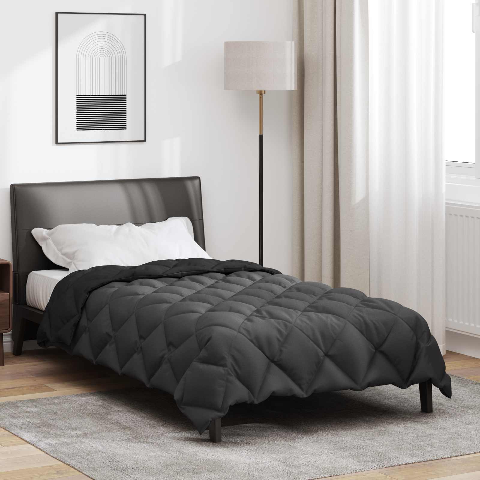Winterbettdecke Schwarz und Anthrazit 155 x 220 cm Mikrofaser