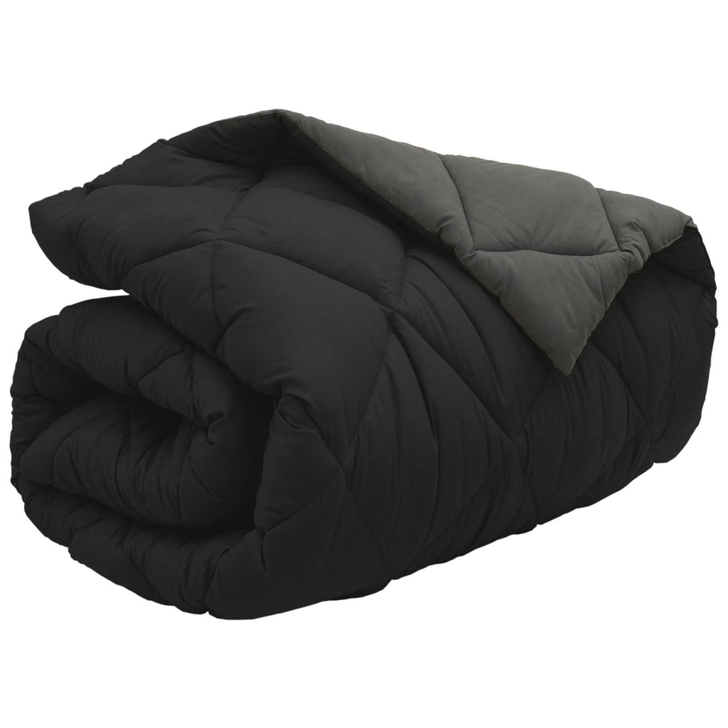 Winterbettdecke Schwarz und Anthrazit 155 x 220 cm Mikrofaser