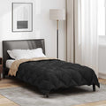 Winterbettdecke Schwarz und Taupe 140 x 200 cm Mikrofaser