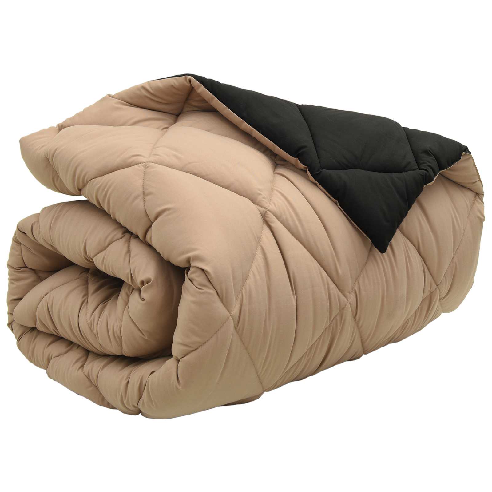 Winterbettdecke Schwarz und Taupe 140 x 200 cm Mikrofaser