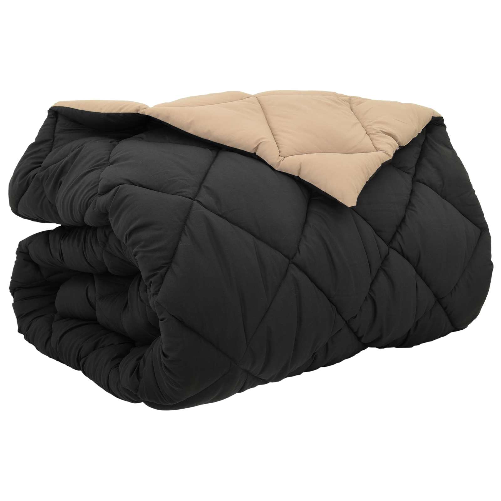 Winterbettdecke Schwarz und Taupe 200 x 240 cm Mikrofaser