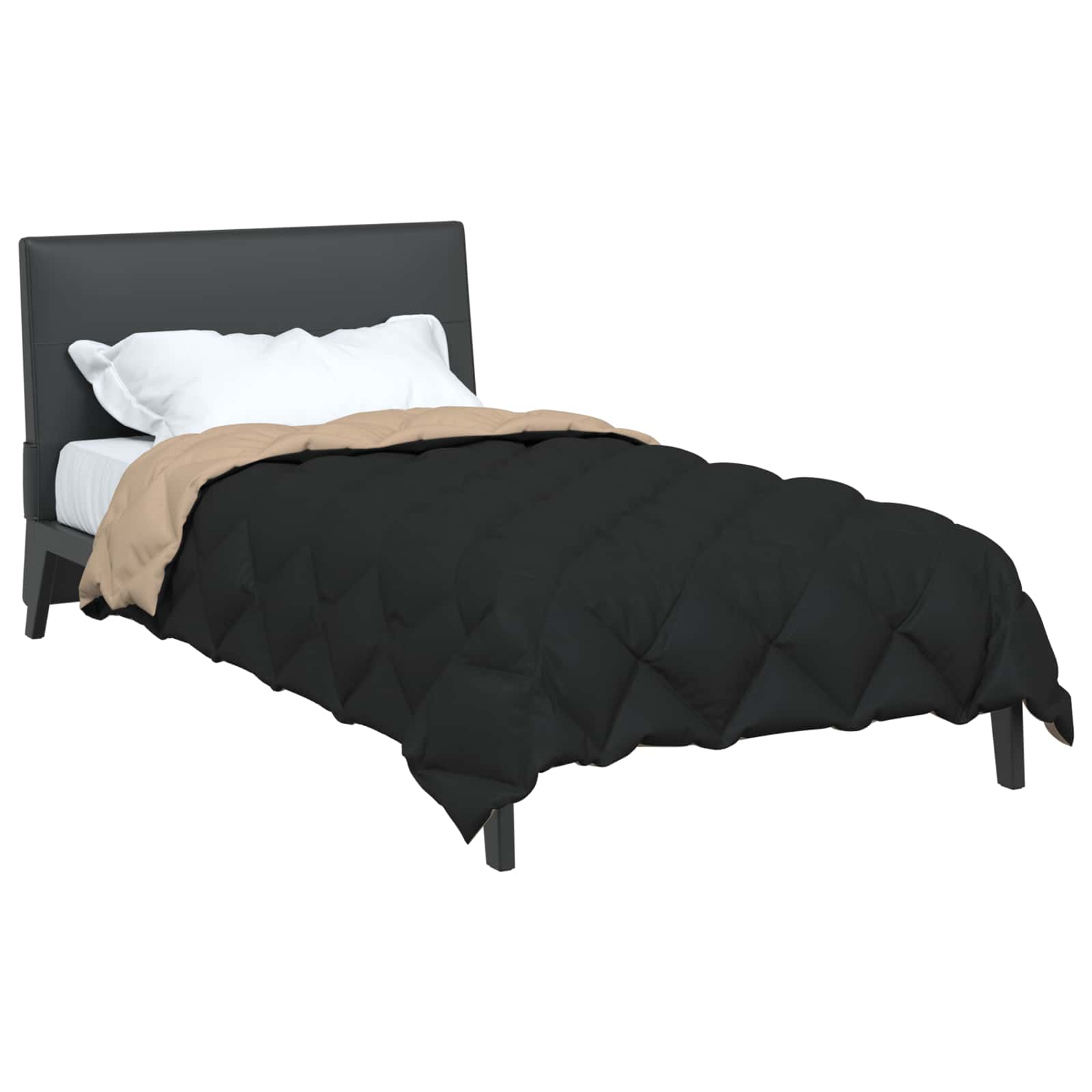 Winterbettdecke Schwarz und Taupe 135 x 220 cm Mikrofaser