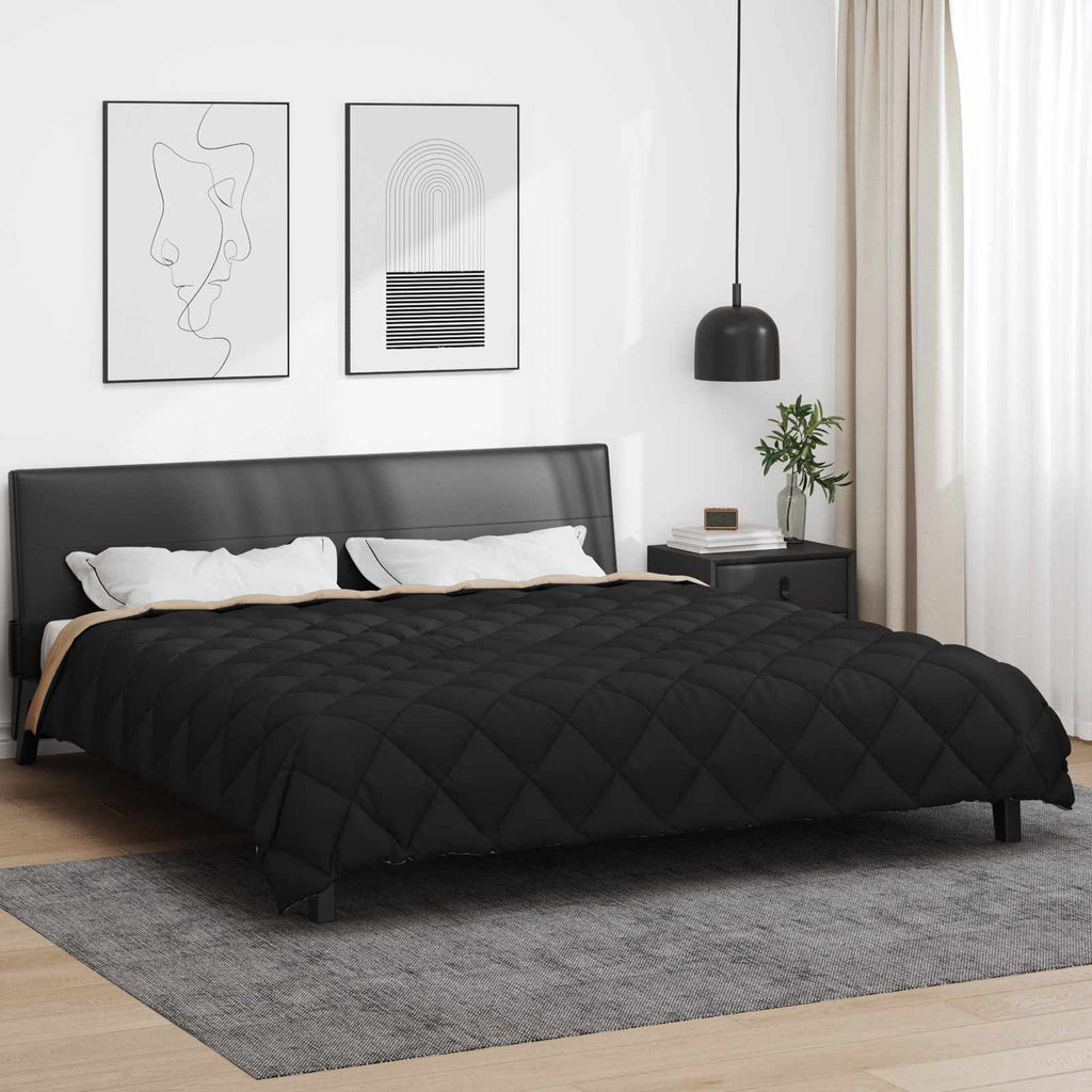 Winterbettdecke Schwarz und Taupe 200 x 220 cm Mikrofaser