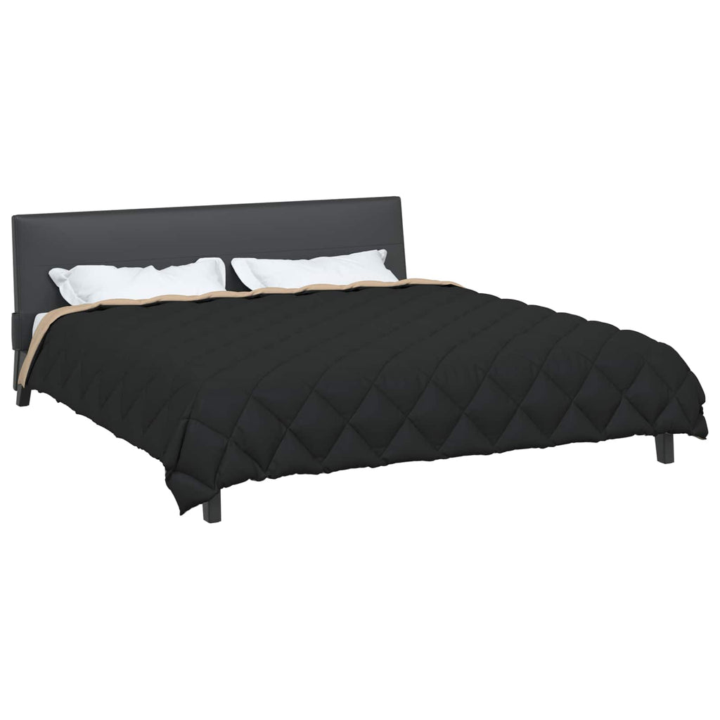 Winterbettdecke Schwarz und Taupe 240 x 260 cm Mikrofaser