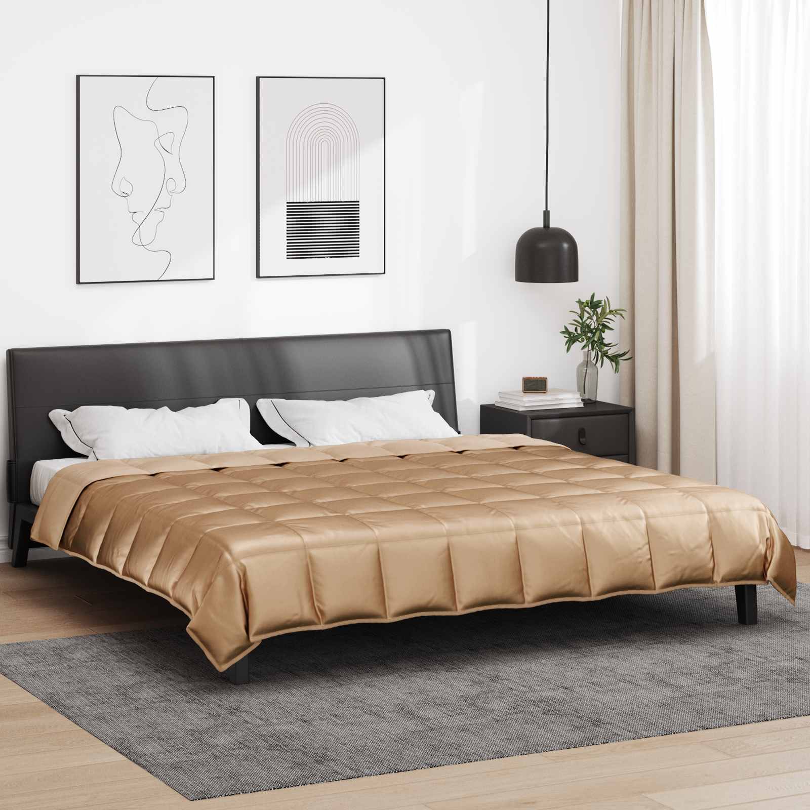 Sommerdecke Gold 200 x 240 cm Satin und Mikrofaser