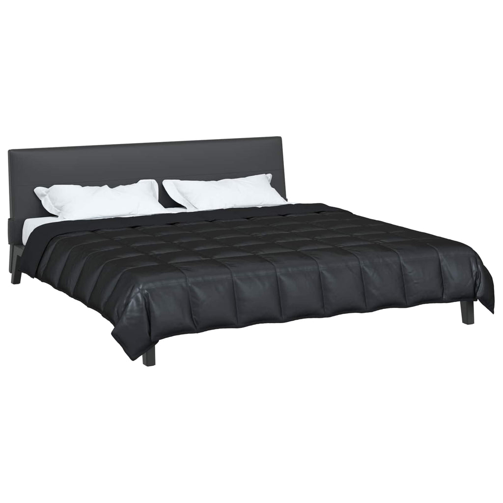 Sommerdecke Schwarz 220 x 240 cm Satin und Mikrofaser