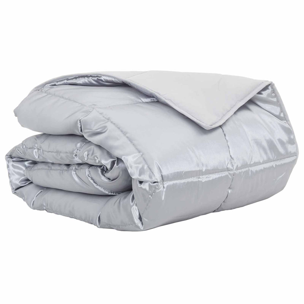 Sommerdecke Silber 140 x 200 cm Satin und Mikrofaser