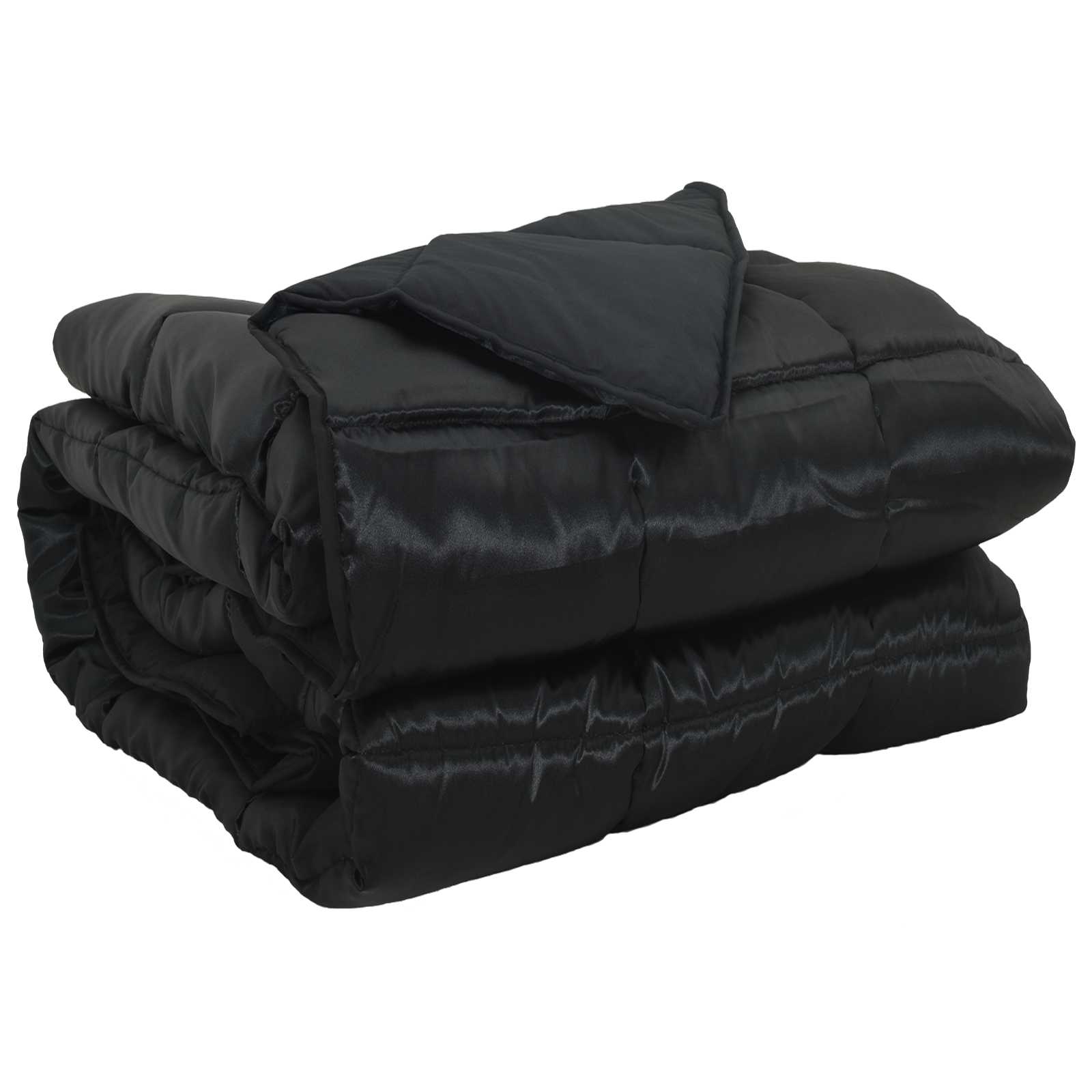 Ganzjahresbettdecke Schwarz 240 x 260 cm Satin und Mikrofaser