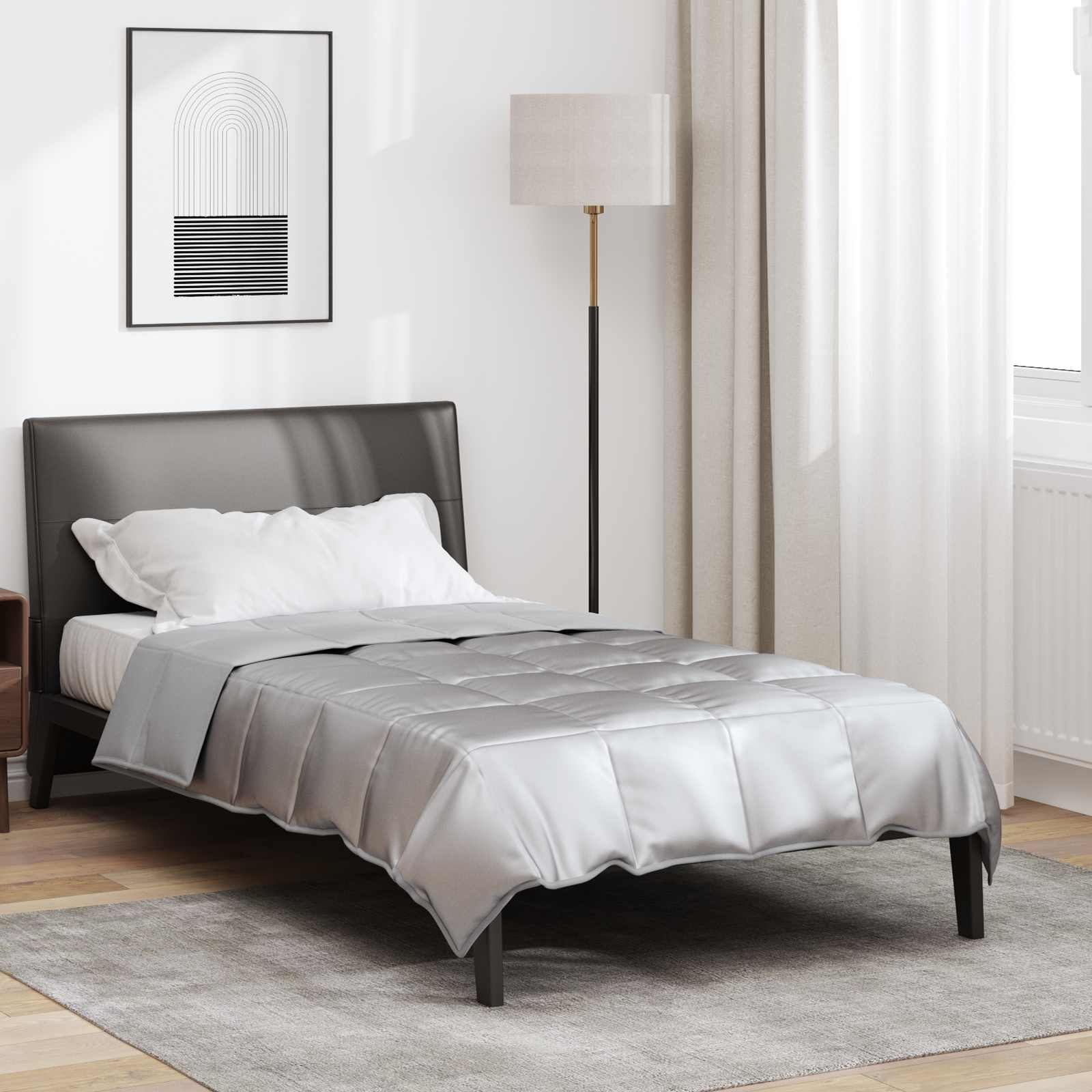 Ganzjahresbettdecke Silber 140 x 200 cm Satin und Mikrofaser