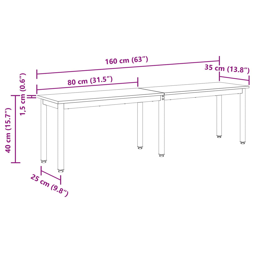 Bank Schwarz Eichen-Optik 160 x 35 x 45 cm Holzwerkstoff