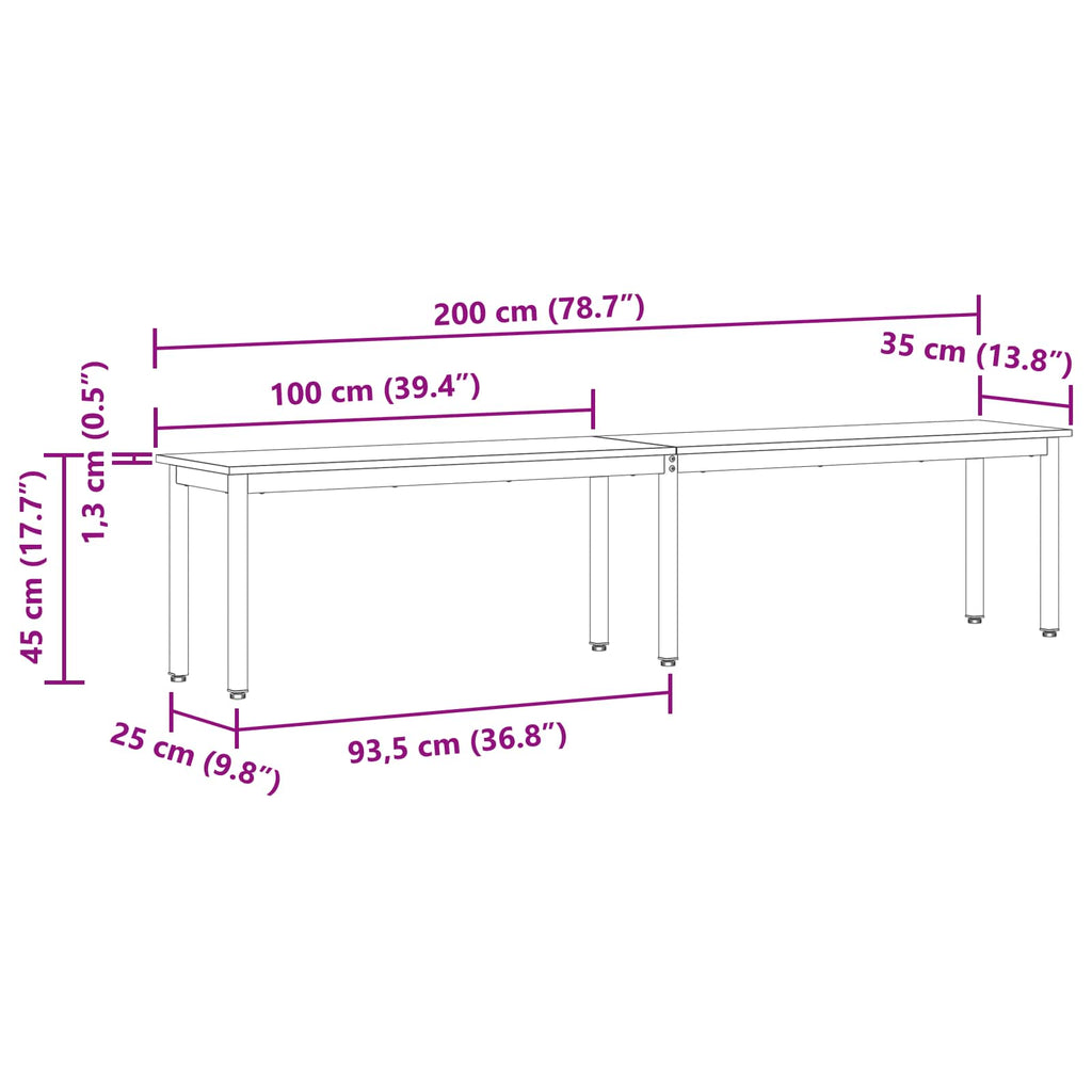 Bank Graues Sonoma 200 x 35 x 45 cm Holzwerkstoff