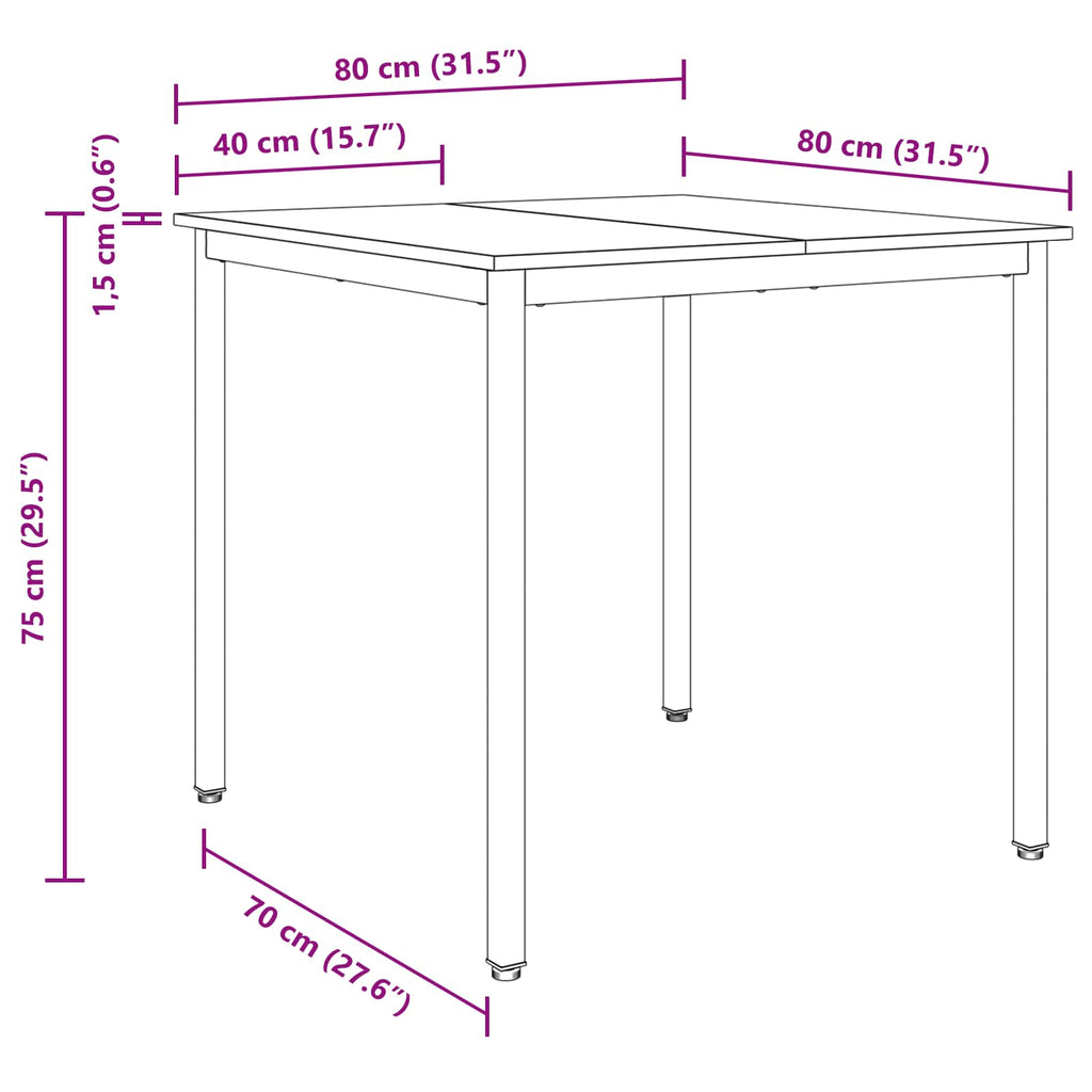 Esstische 80 x 80 x 75 cm METALL