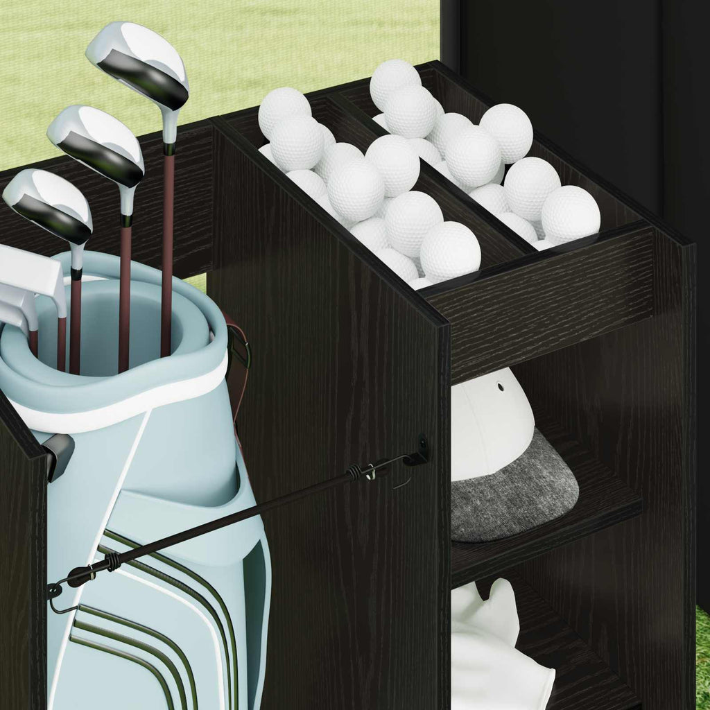 Golf Schrank Mit Rad Uni Schwarz Eichen-Optik 65 x 45 x 98 cm