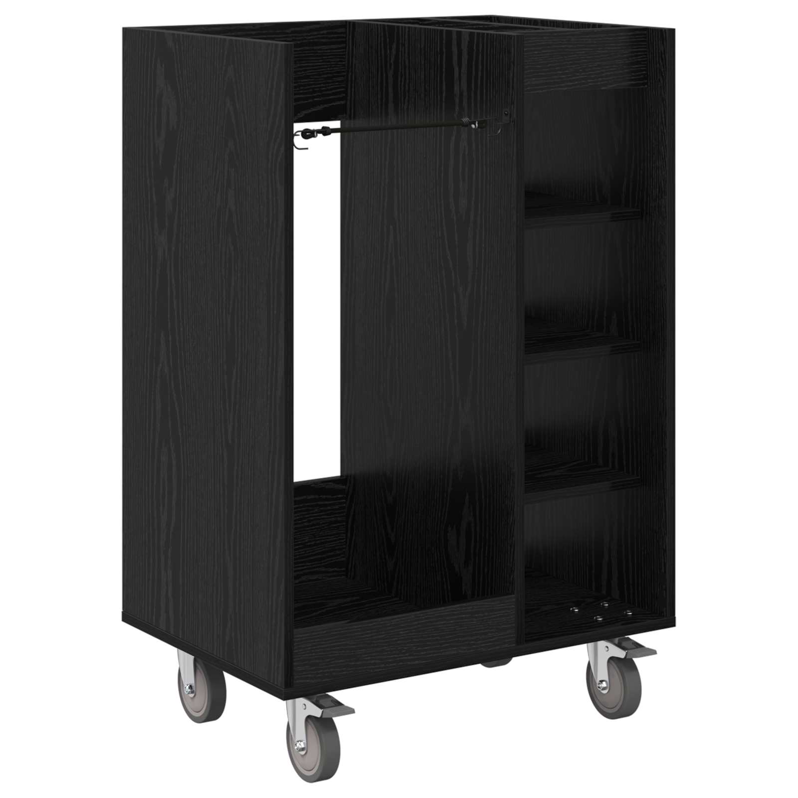 Golf Schrank Mit Rad Uni Schwarz Eichen-Optik 65 x 45 x 98 cm