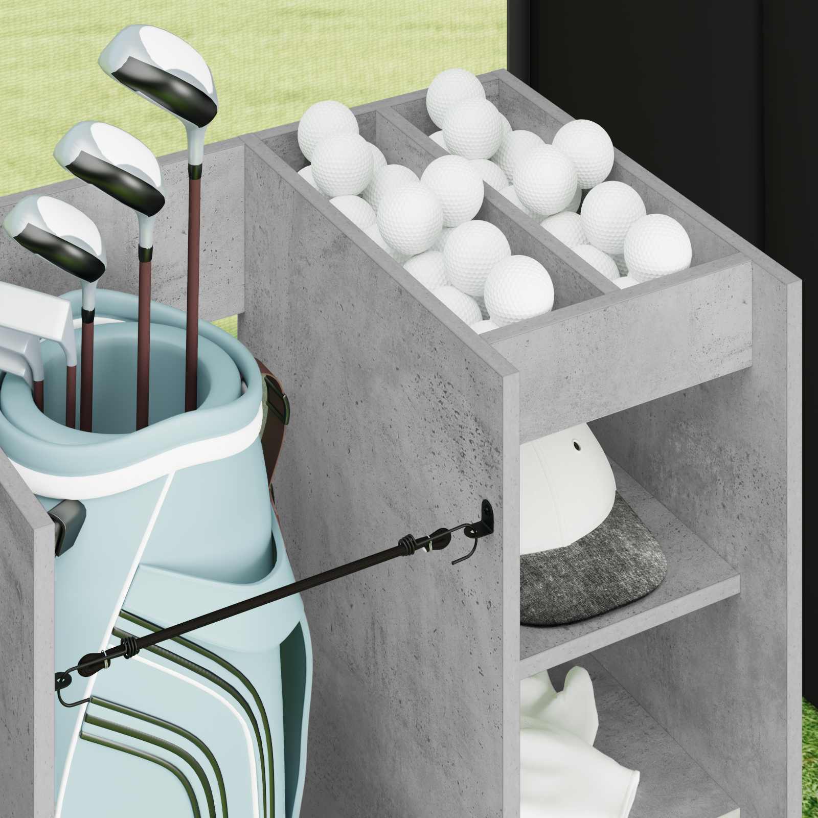 Golf Schrank Mit Rad Uni Beton Grau 65 x 45 x 98 cm