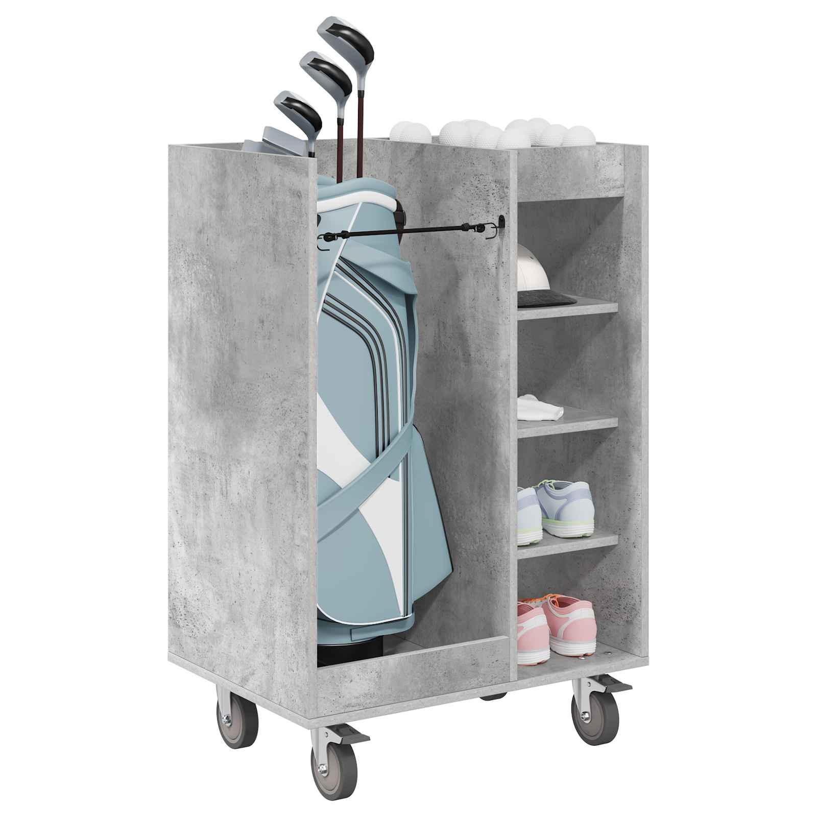 Golf Schrank Mit Rad Uni Beton Grau 65 x 45 x 98 cm
