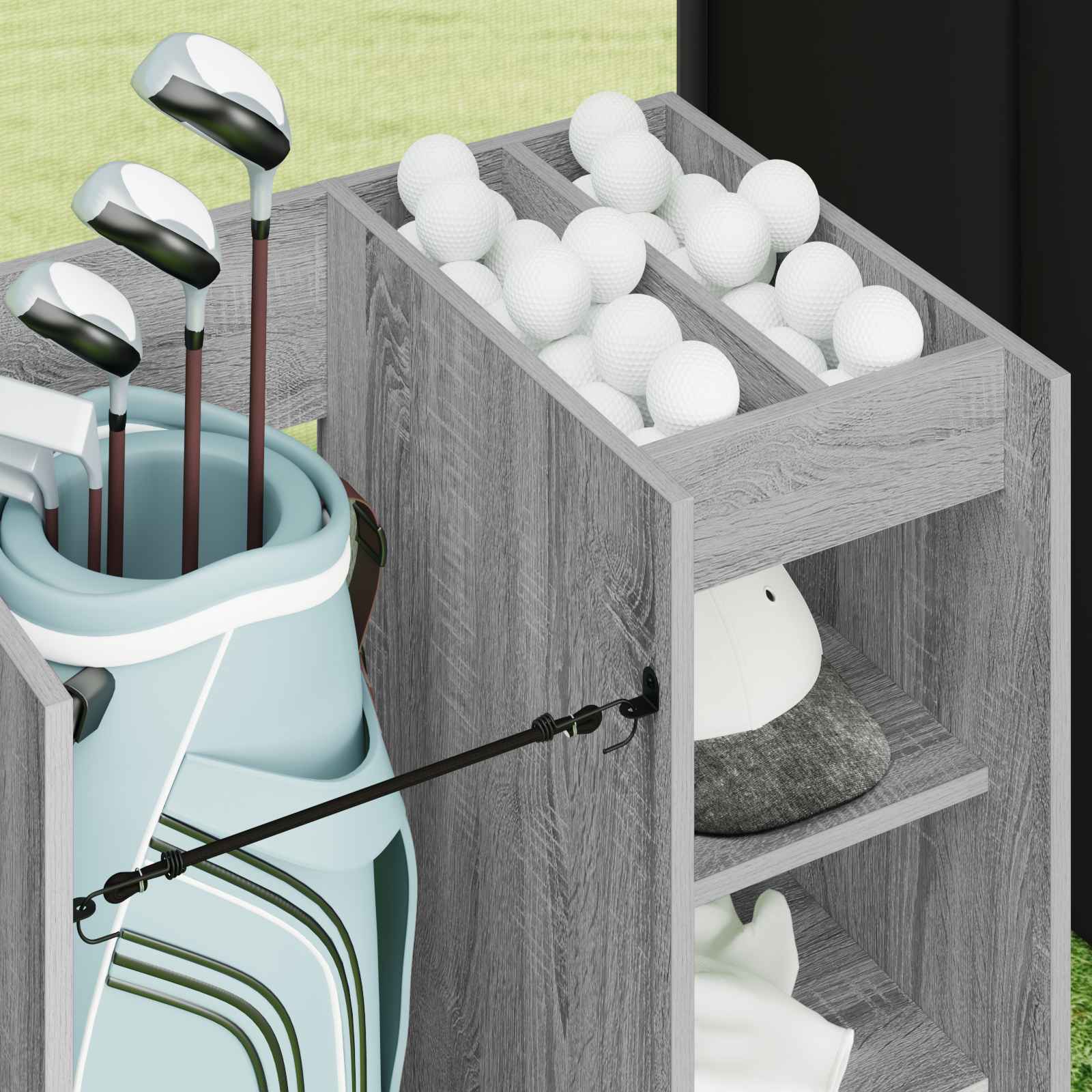 Golf Schrank Mit Rad Uni Graues Sonoma 65 x 45 x 98 cm