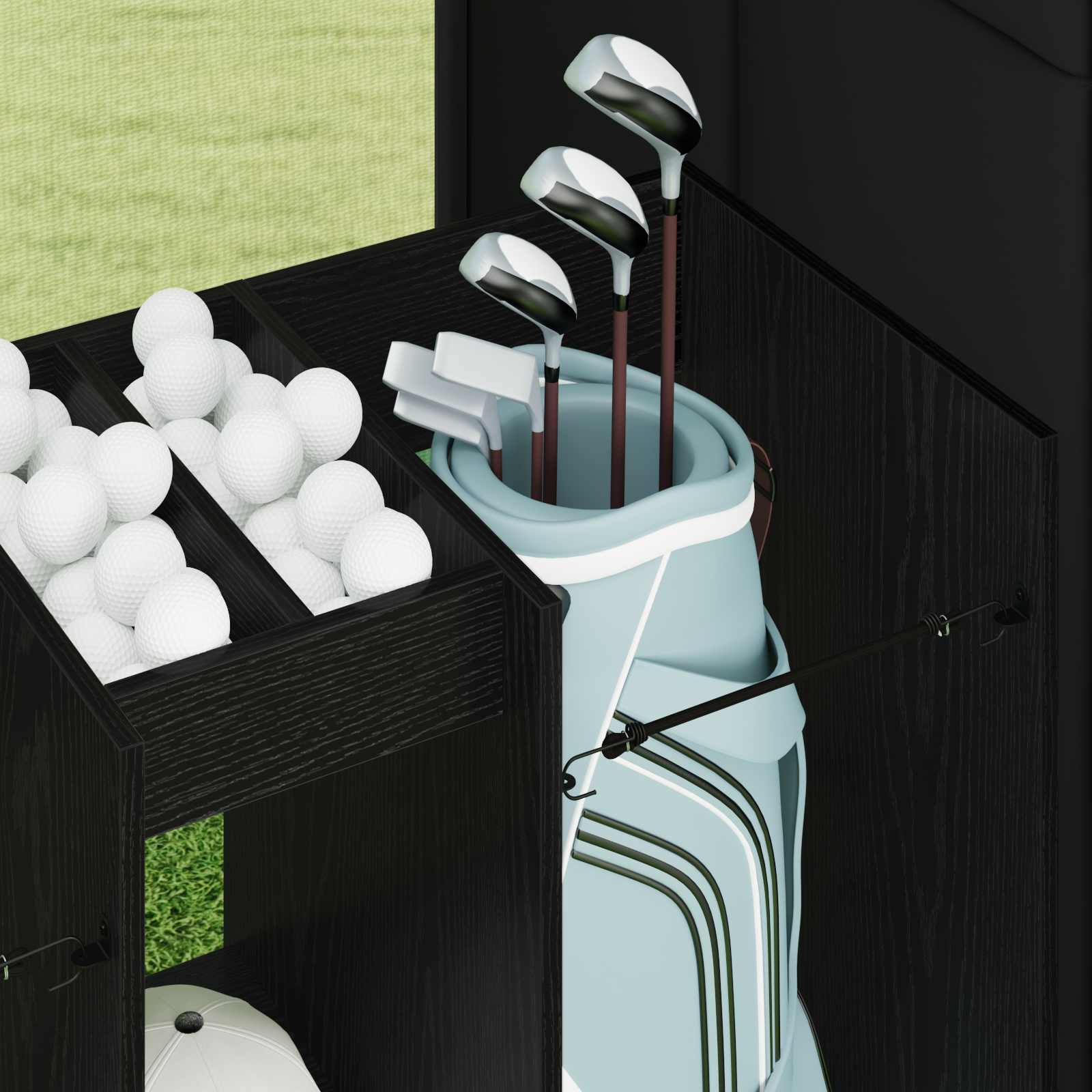 Golf Schrank Uni Schwarz Eichen-Optik 102 x 45 x 85,5 cm