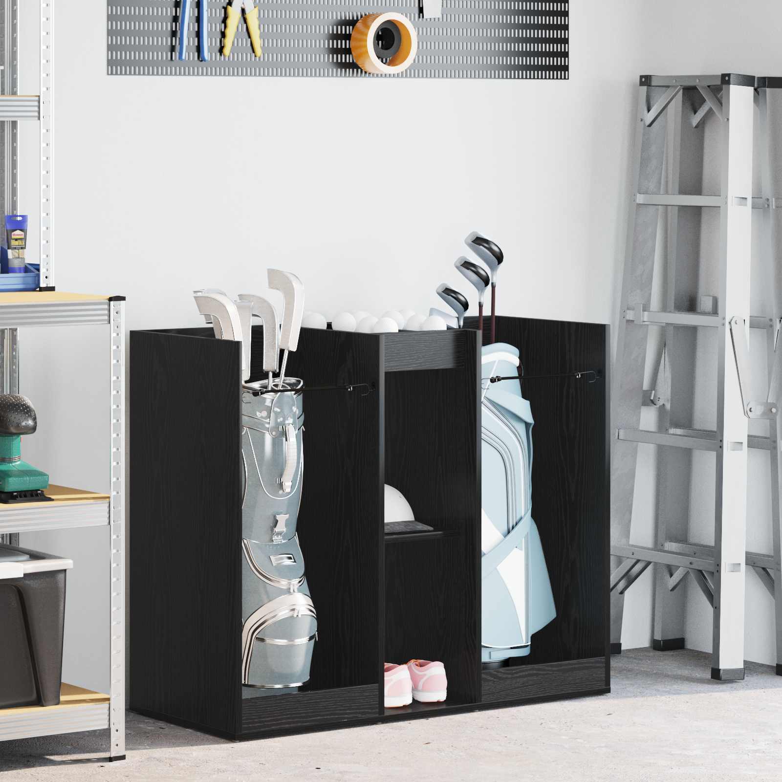 Golf Schrank Uni Schwarz Eichen-Optik 102 x 45 x 85,5 cm