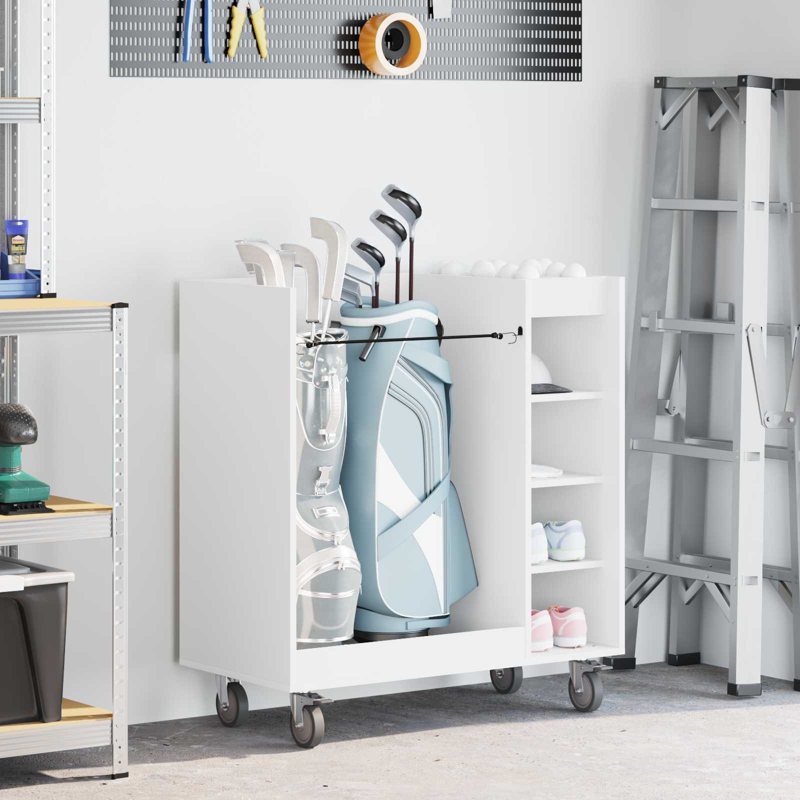 Golf Schrank Mit Rad Uni Weiß 90 x 45 x 98 cm
