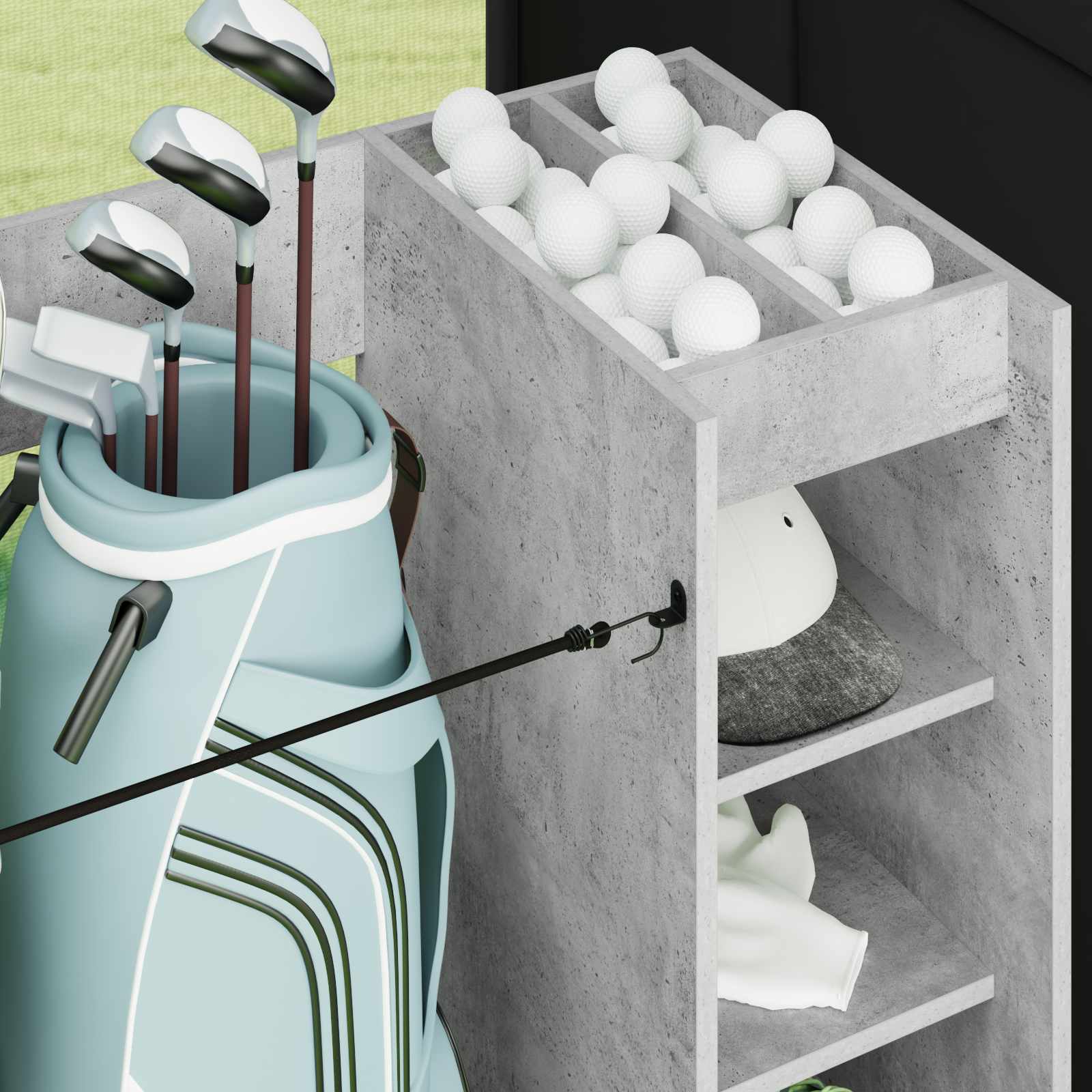 Golf Schrank Mit Rad Uni Beton Grau 90 x 45 x 98 cm