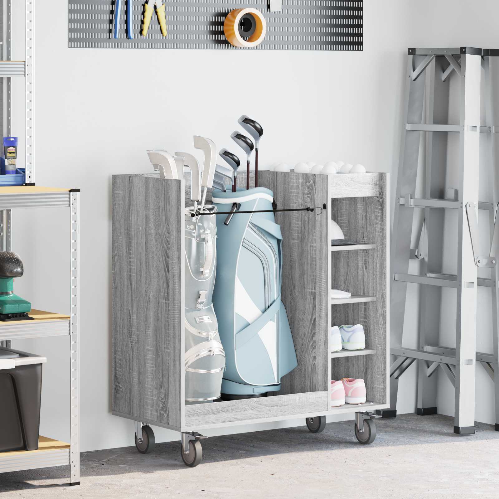 Golf Schrank Mit Rad Uni Graues Sonoma 90 x 45 x 98 cm