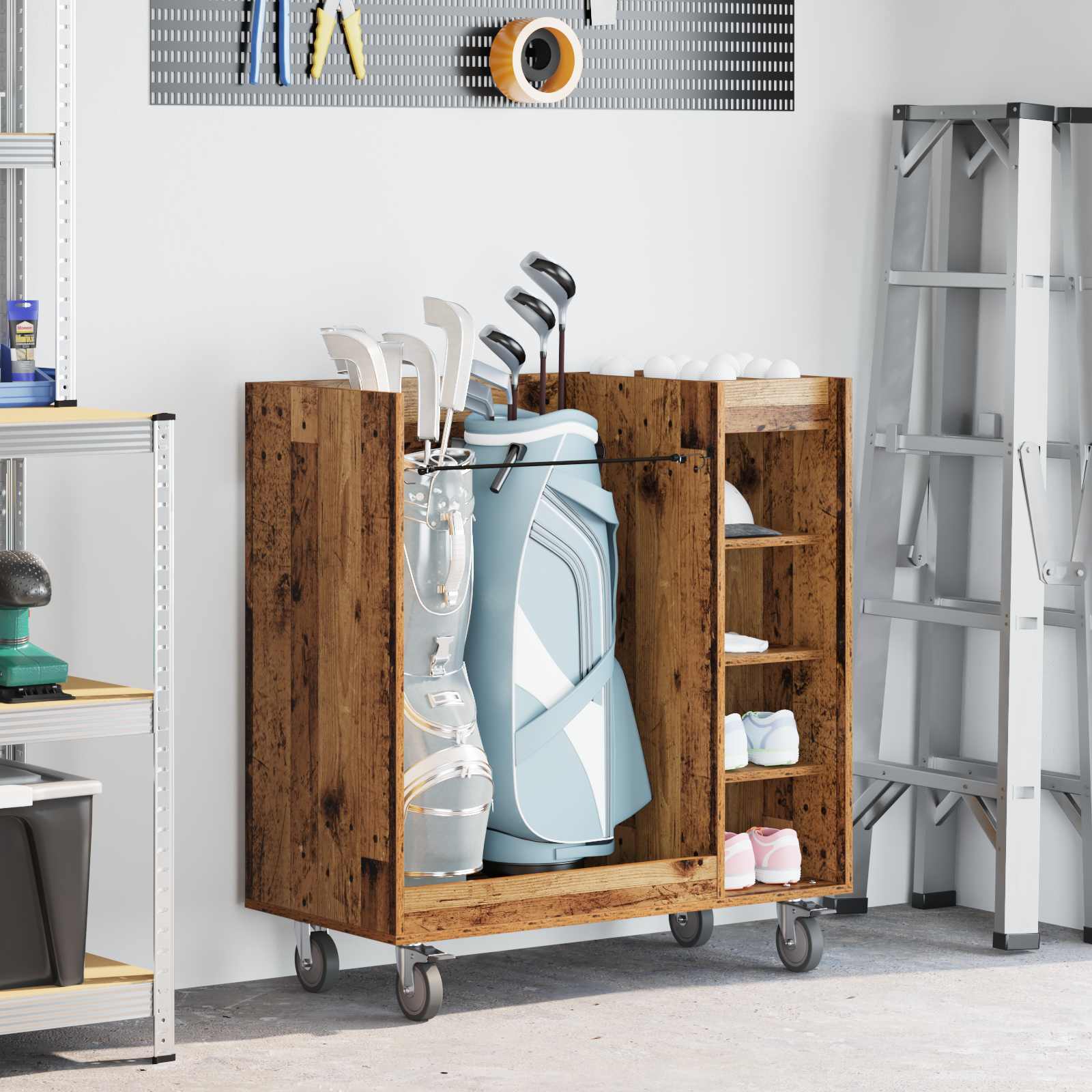Golf Schrank Mit Rad Uni Altholz 90 x 45 x 98 cm