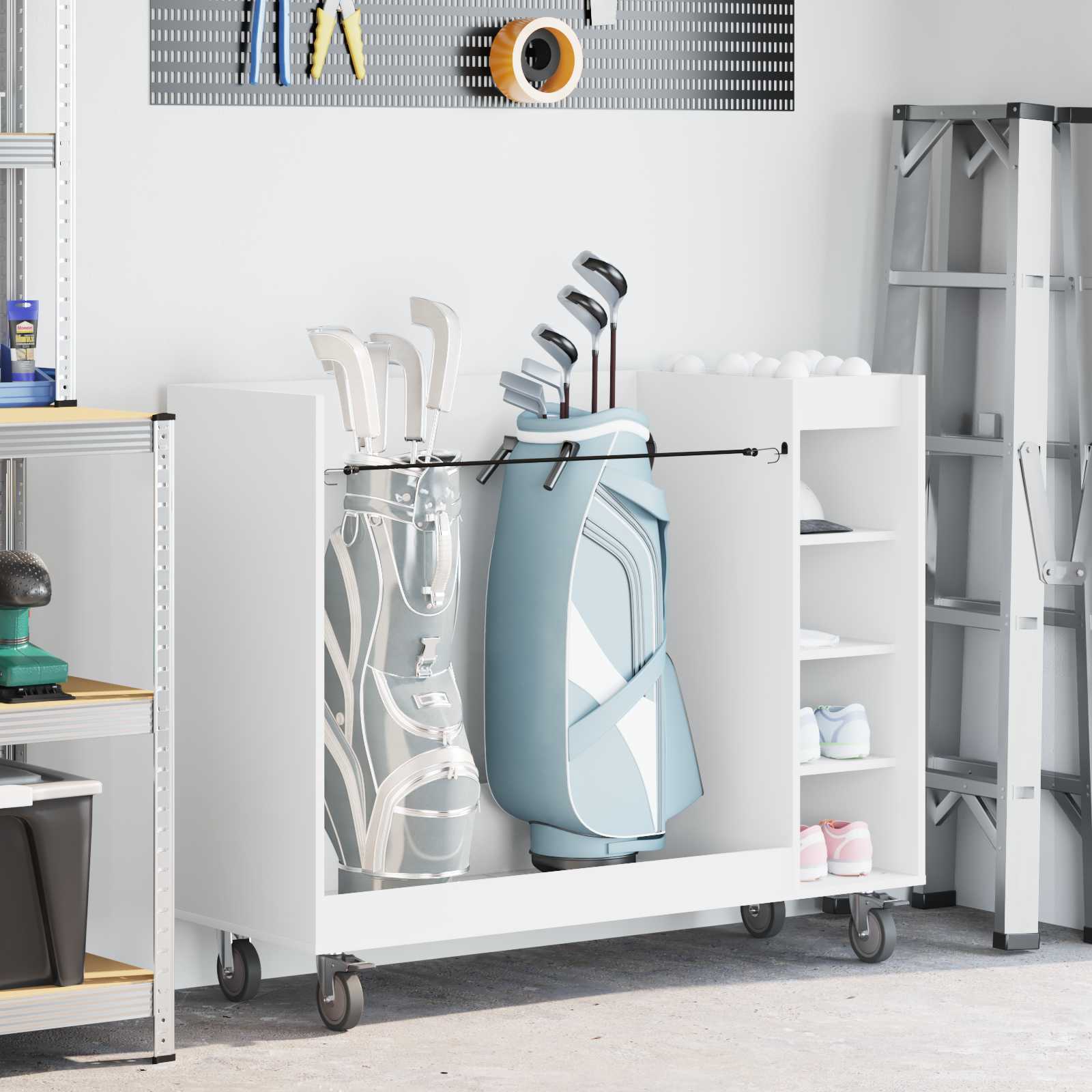 Golf Schrank Mit Rad Uni Weiß 120 x 45 x 98 cm