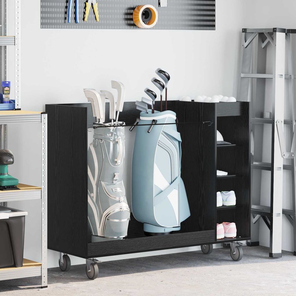 Golf Schrank Mit Rad Uni Schwarz Eichen-Optik 120 x 45 x 98 cm
