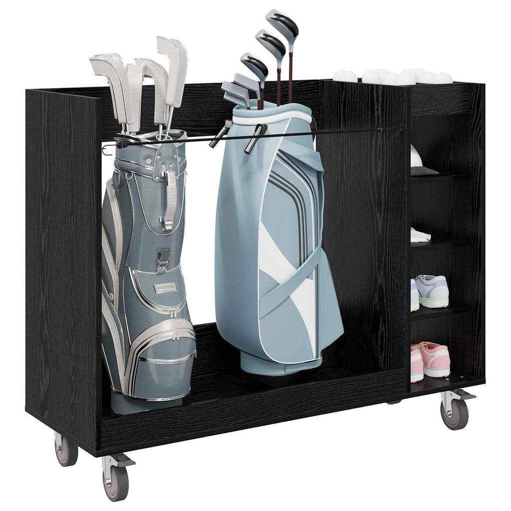 Golf Schrank Mit Rad Uni Schwarz Eichen-Optik 120 x 45 x 98 cm
