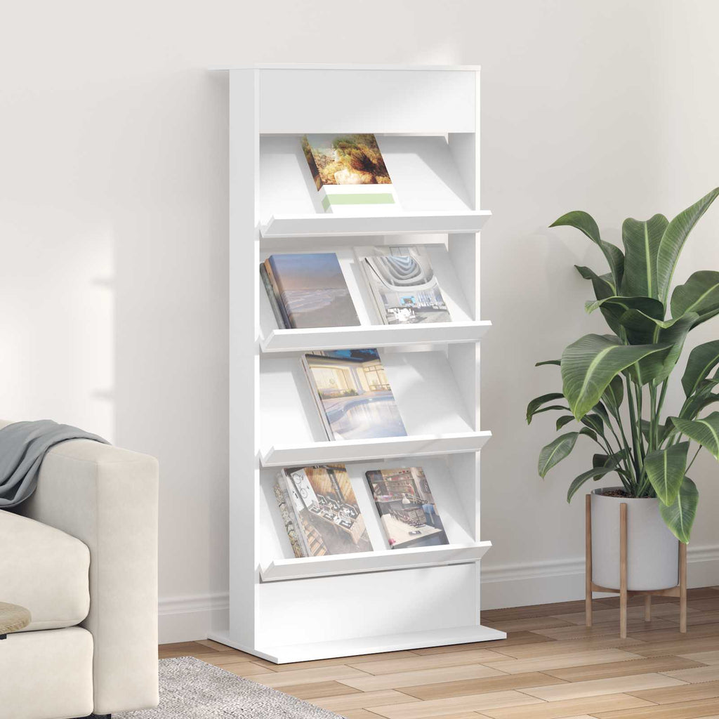 Magazinregal mit Regal Weiß 70 x 41 x 156 cm Holzwerkstoff