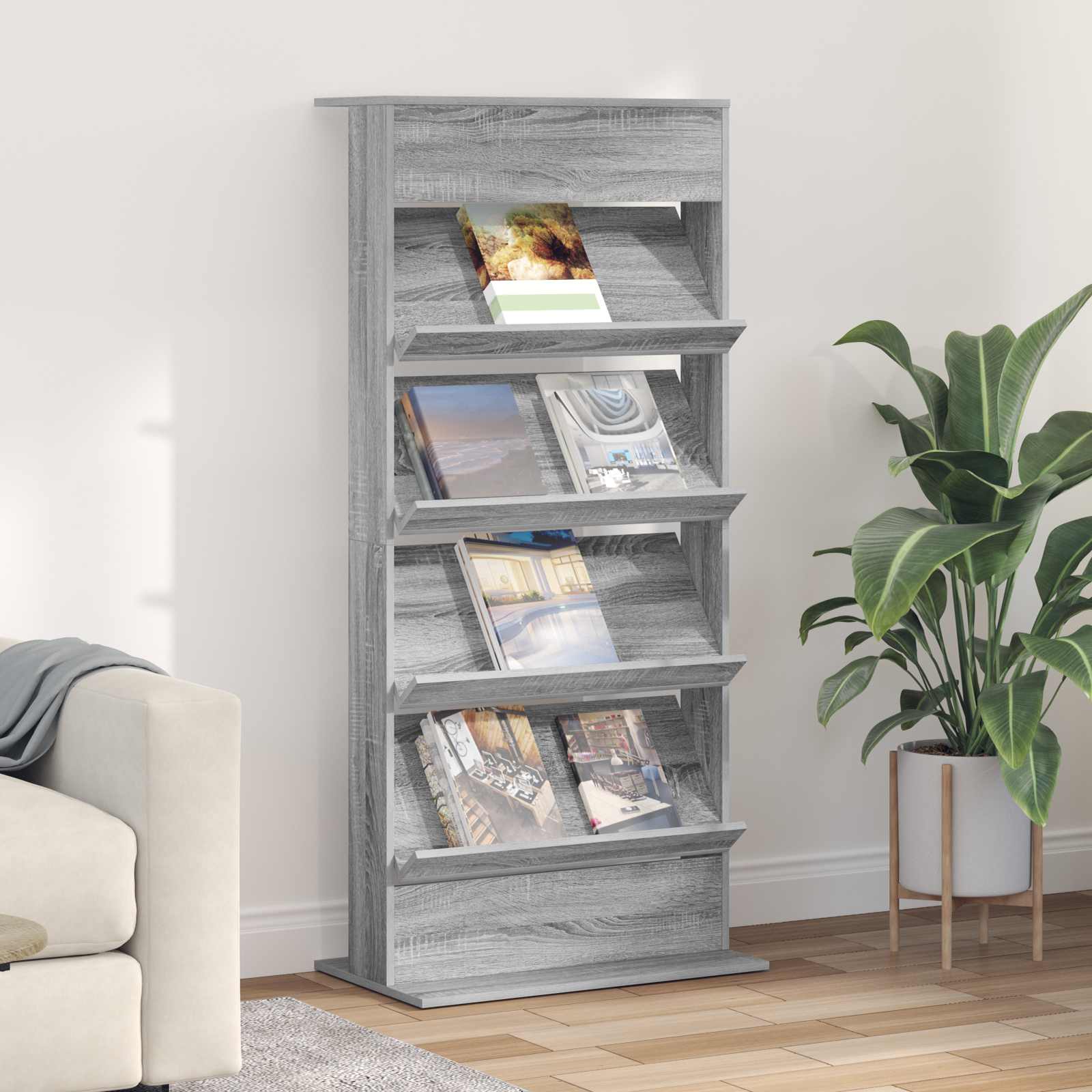 Magazinregal Graues Sonoma 70 x 41 x 156 cm Holzwerkstoff
