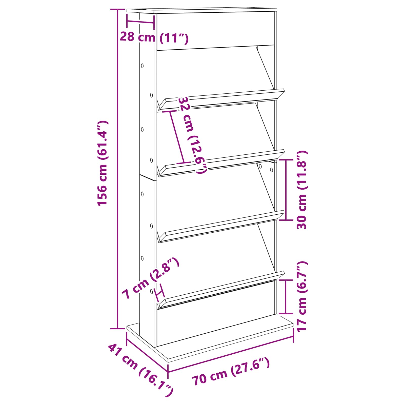 Magazinregal Graues Sonoma 70 x 41 x 156 cm Holzwerkstoff