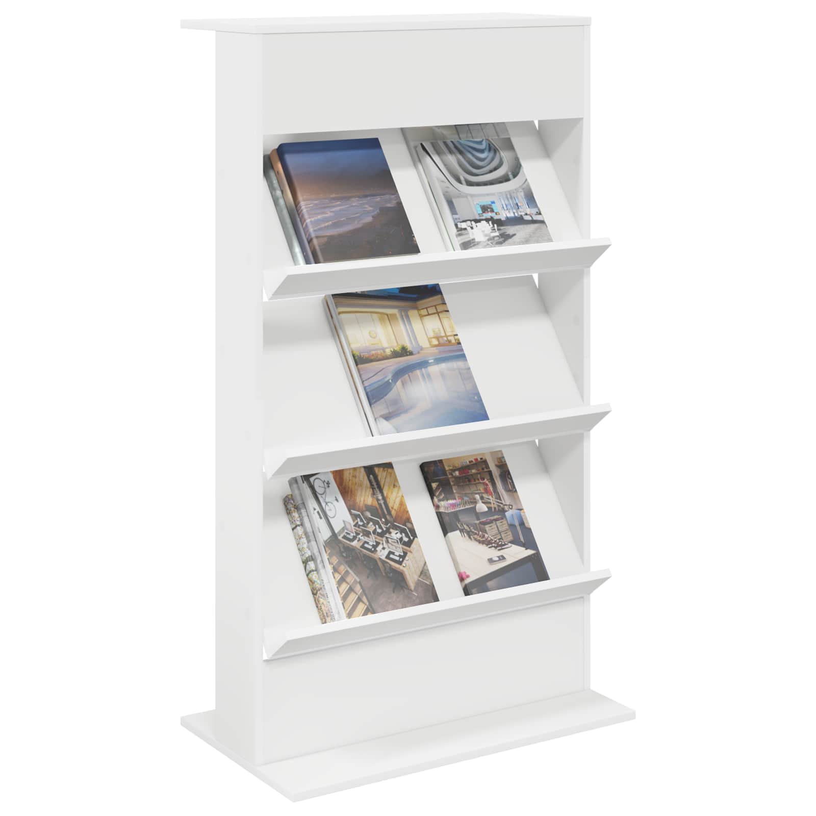 Magazinregal mit Regal Weiß 70 x 41 x 126 cm Holzwerkstoff