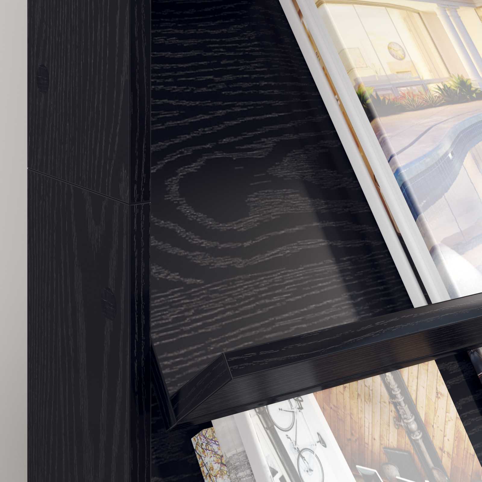 Magazinregal mit Regal Schwarz Eichen-Optik 70 x 41 x 126 cm