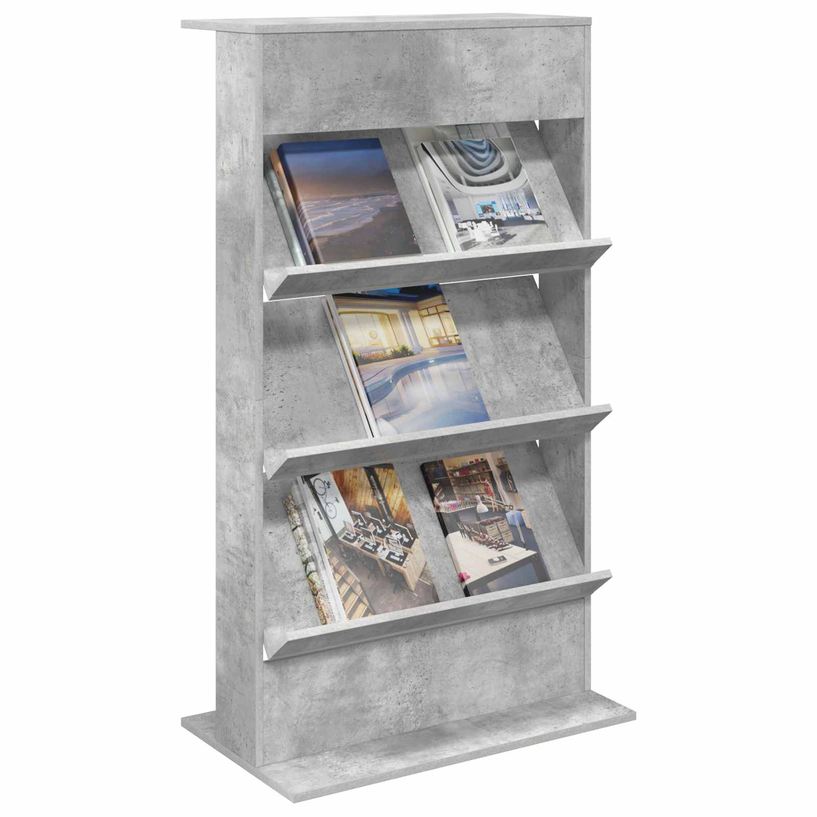 Magazinregal Beton Grau 70 x 41 x 126 cm Holzwerkstoff
