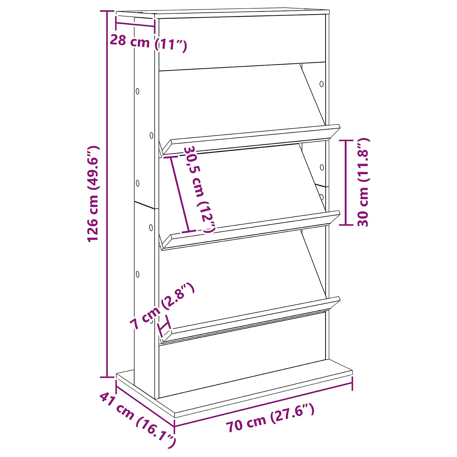 Magazinregal Beton Grau 70 x 41 x 126 cm Holzwerkstoff