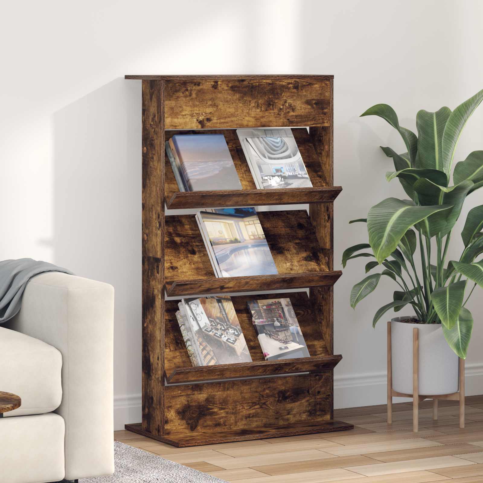 Magazinregal Geräucherte Eiche 70 x 41 x 126 cm Holzwerkstoff