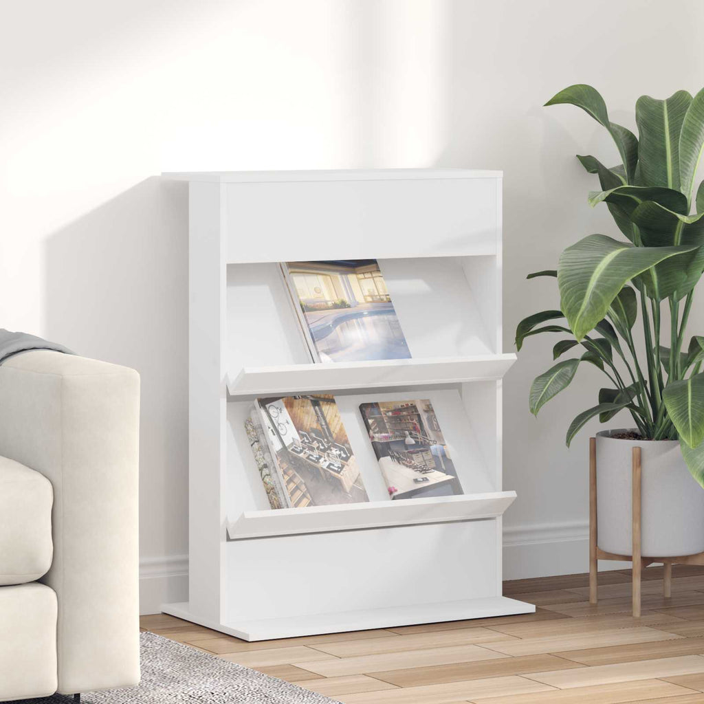 Magazinregal mit Regal Weiß 70 x 41 x 96 cm Holzwerkstoff