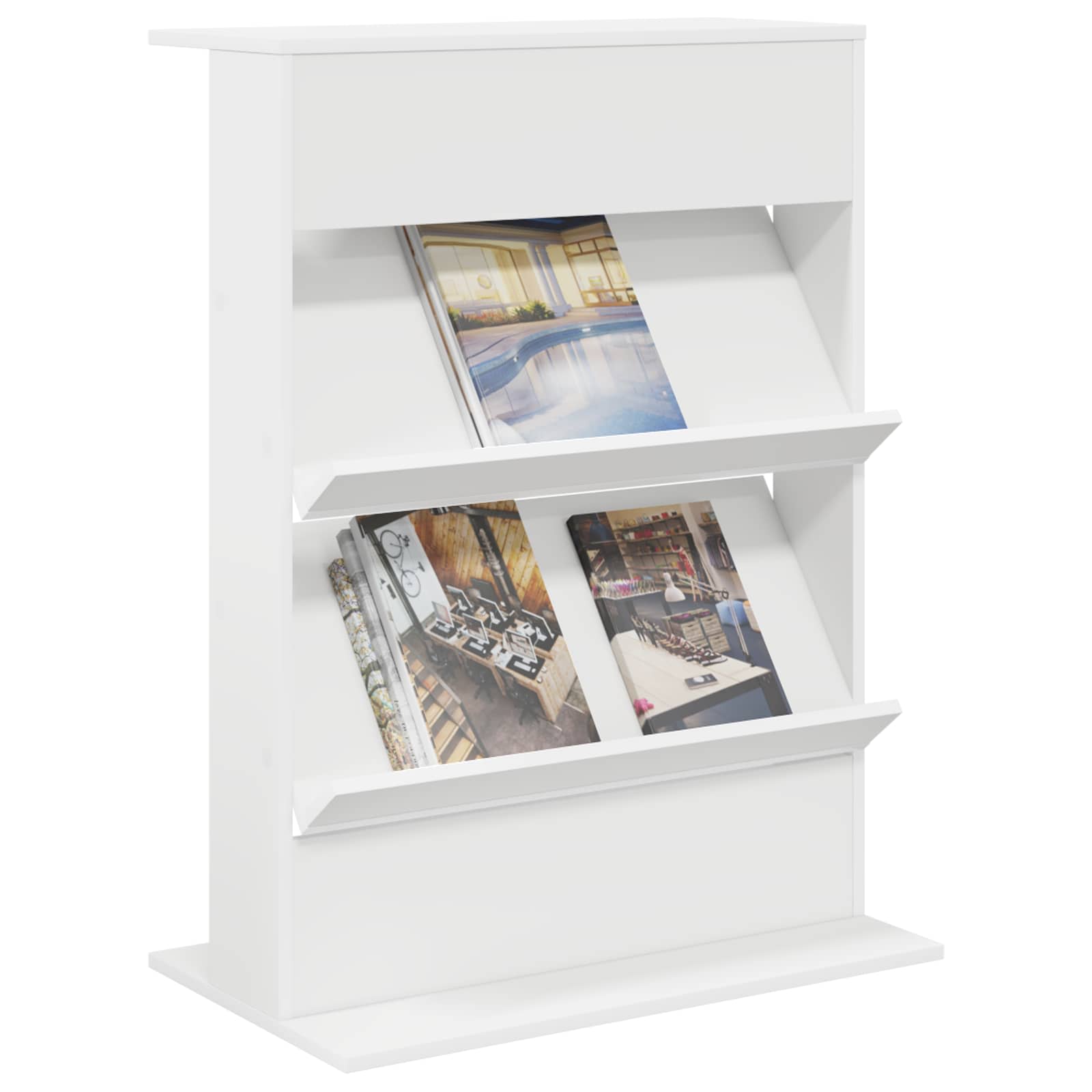 Magazinregal mit Regal Weiß 70 x 41 x 96 cm Holzwerkstoff