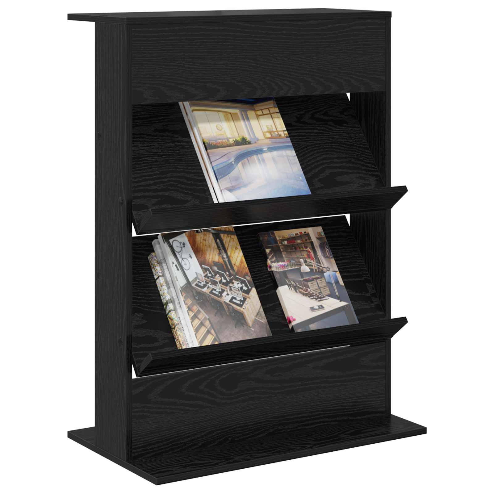 Magazinregal Schwarz Eichen-Optik 70 x 41 x 96 cm Holzwerkstoff