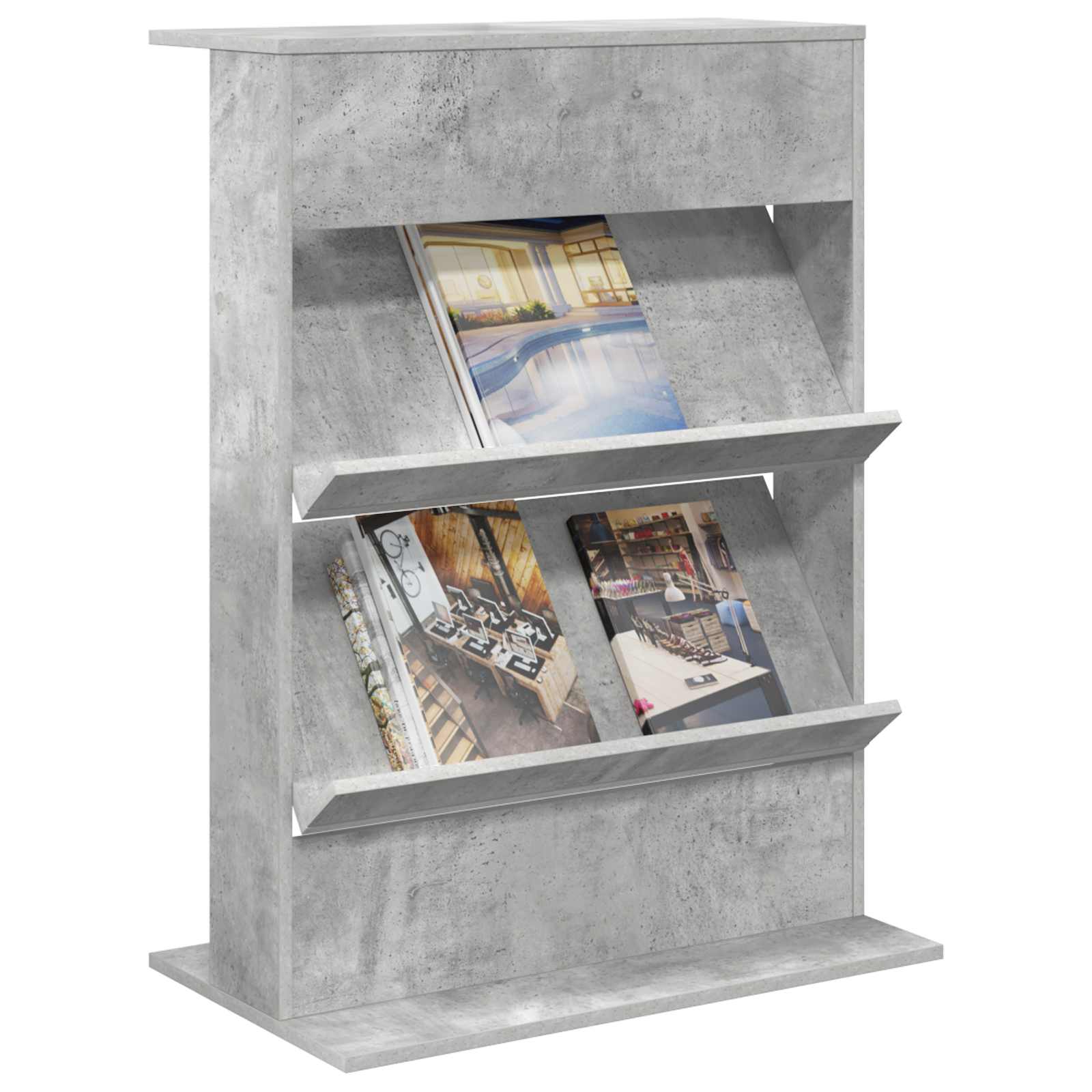 Magazinregal mit Regal Beton Grau 70 x 41 x 96 cm Holzwerkstoff