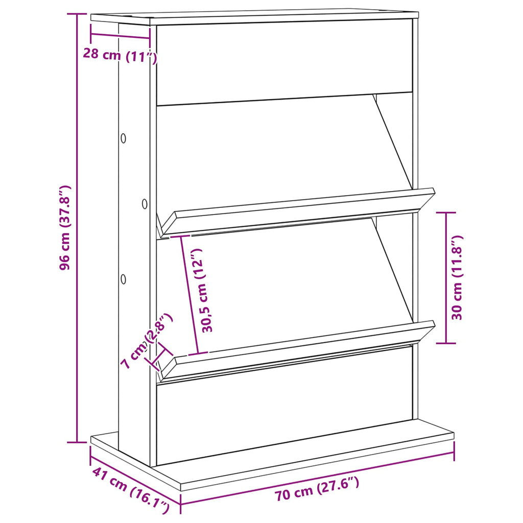 Magazinregal Artisan-Eiche 70 x 41 x 96 cm Holzwerkstoff