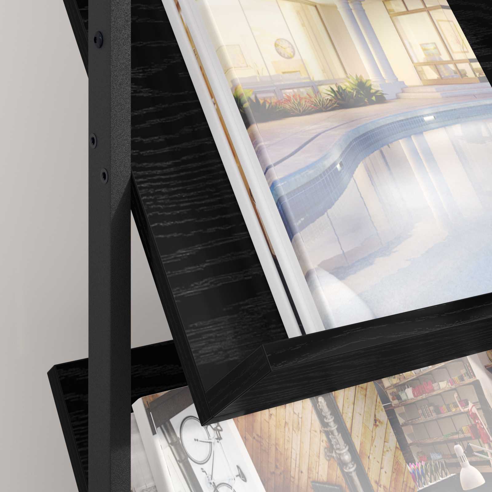 Magazinregal mit Regal Schwarz Eichen-Optik 68 x 40 x 123.5 cm