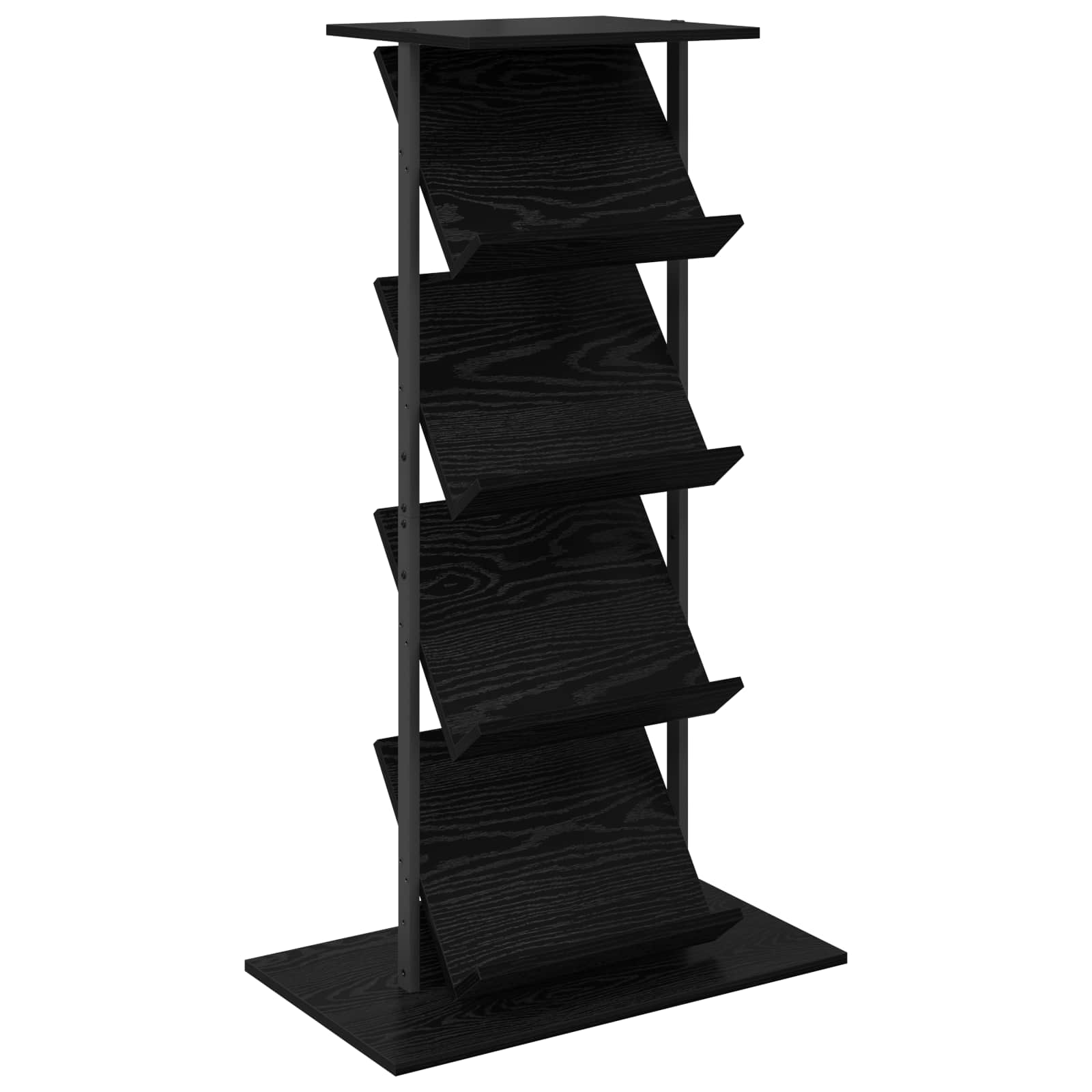 Magazinregal mit Regal Schwarz Eichen-Optik 68 x 40 x 123.5 cm