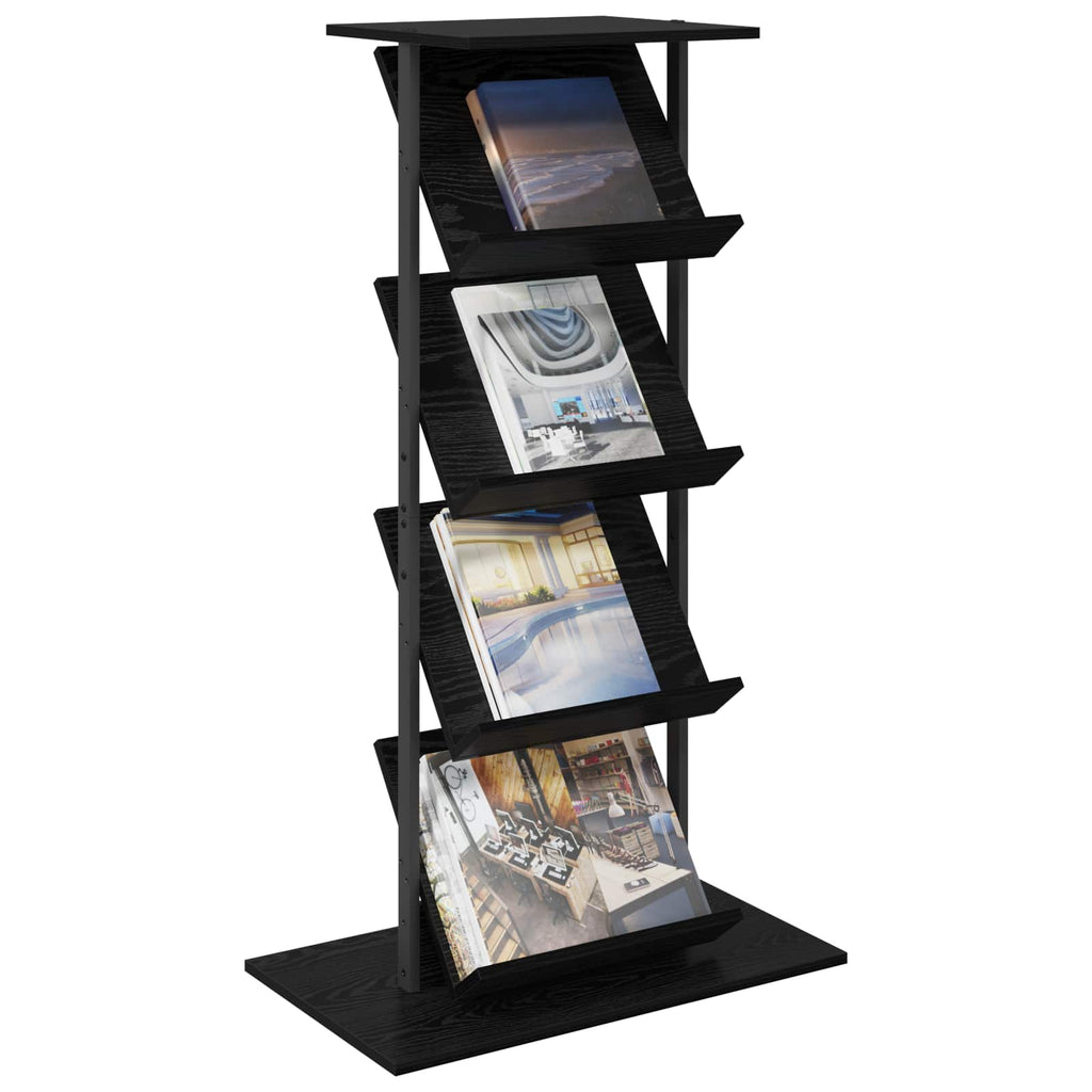 Magazinregal mit Regal Schwarz Eichen-Optik 68 x 40 x 123.5 cm