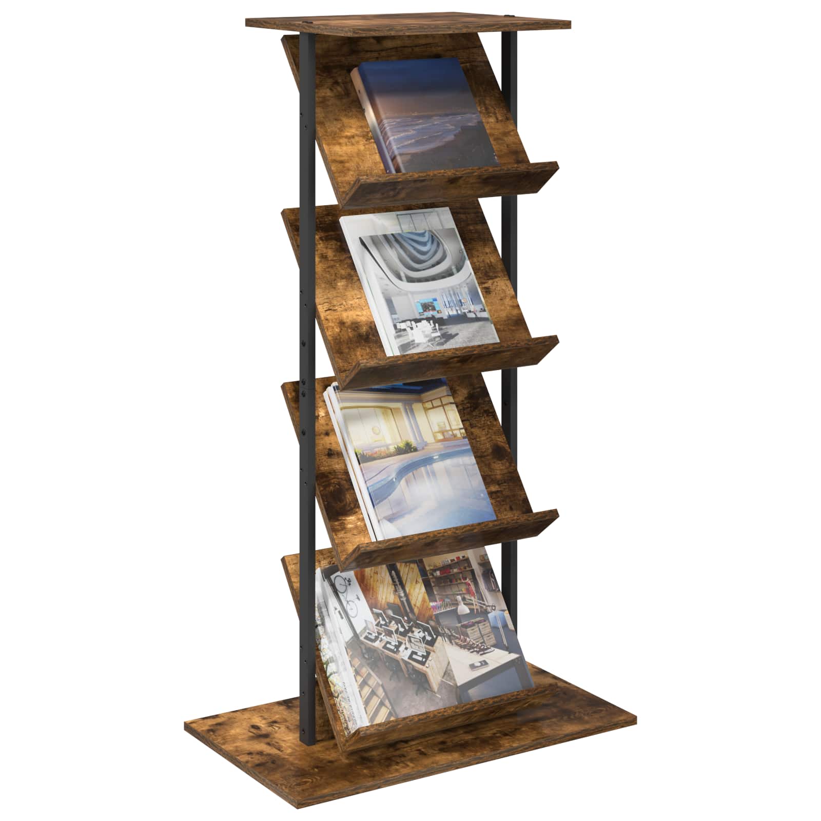 Magazinregal Geräucherte Eiche 68 x 40 x 123.5 cm Holzwerkstoff