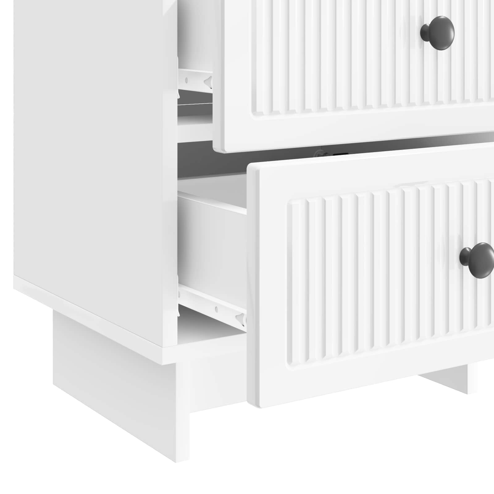 Nachttisch 2 pcs Hochglanz Weiß 43 x 34,5 x 47,5 cm