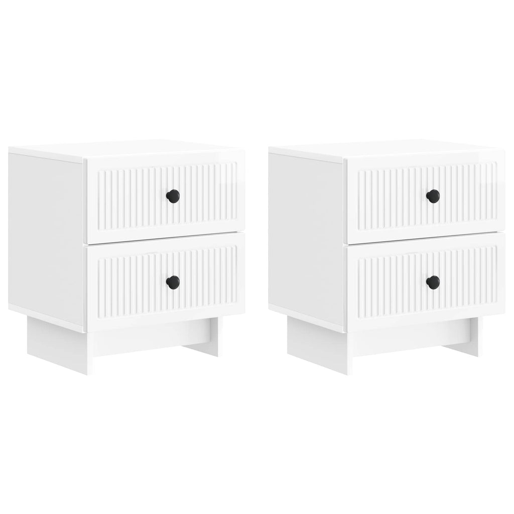 Nachttisch 2 pcs Hochglanz Weiß 43 x 34,5 x 47,5 cm