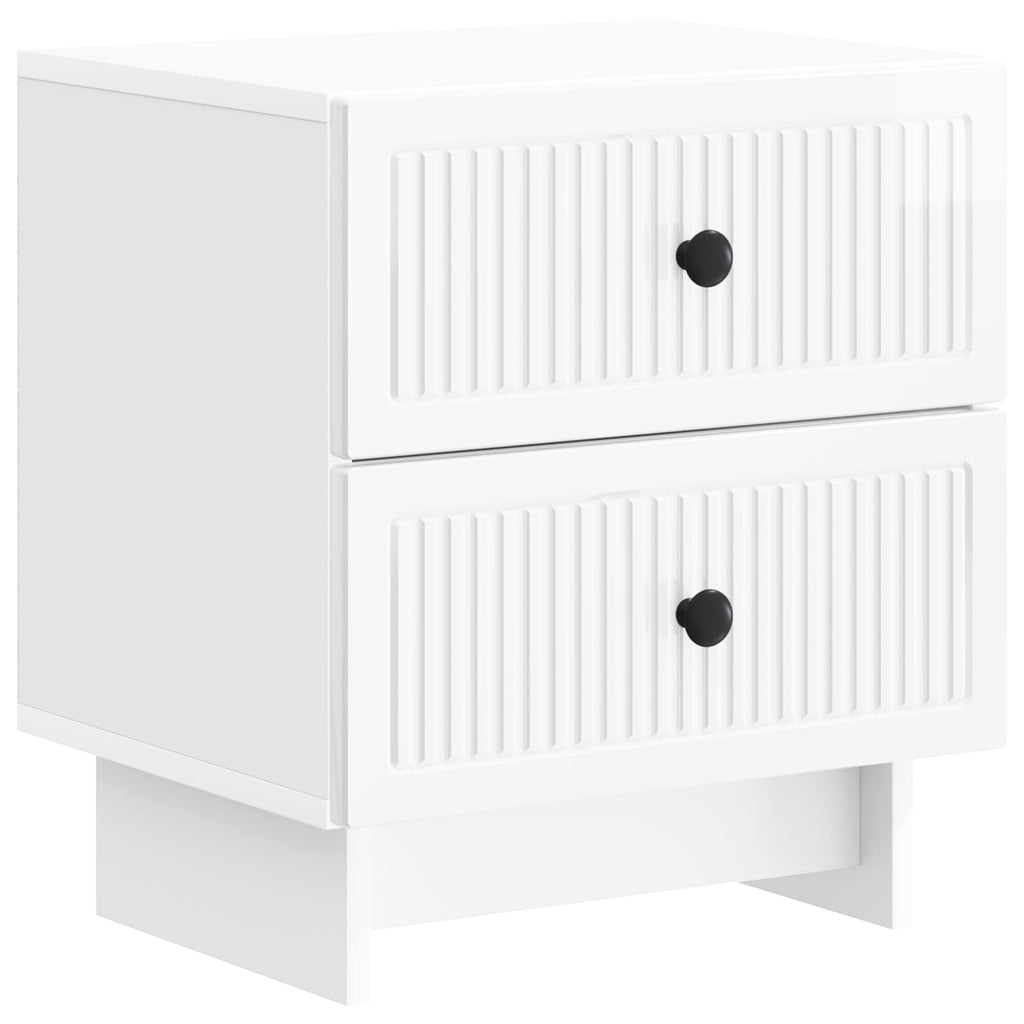 Nachttisch 2 pcs Hochglanz Weiß 43 x 34,5 x 47,5 cm